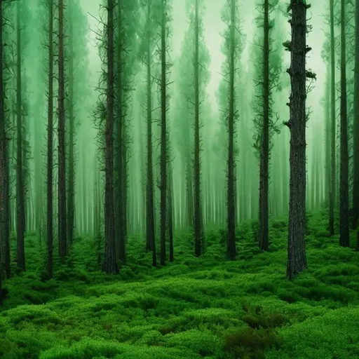 Prompt: Pine green forest