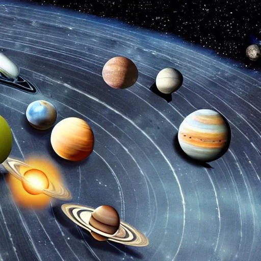 Prompt: The solar system 