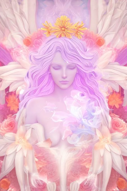 Prompt: Goddess aura portrait in flowers