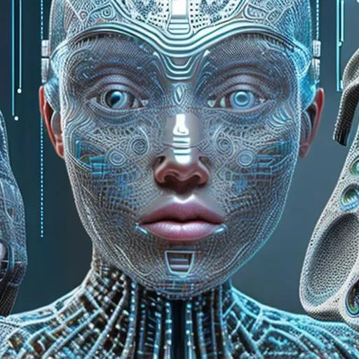 Prompt: Artificial intelligence without the human race in 2050, hyper realistic, intricate detail,