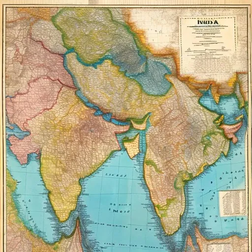 Prompt: photo of 1947 india map