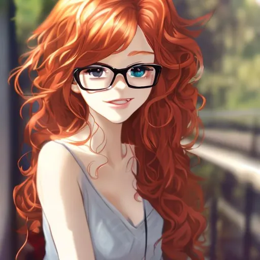 Anime girl with red hair | OpenArt