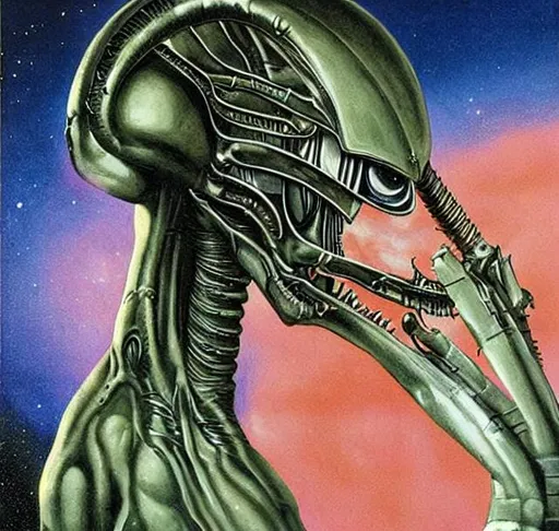 Prompt: alien, painting, realistic, 80s