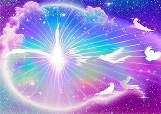 Prompt: Love Universe Peace Dove  ethereal heavenly realms pastel shades 

