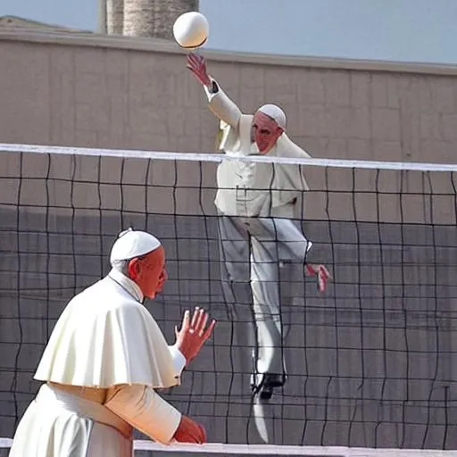 Prompt: The pope playing volley ball





