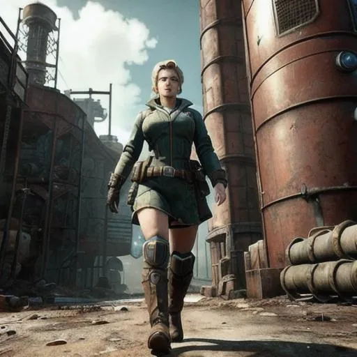 Prompt: the main female protagonist for the new game fallout 5 by Bethesda game studios in the vault 