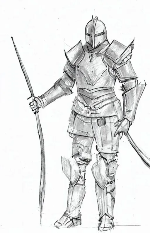 Prompt: a full suit of armor in a sketch art stile