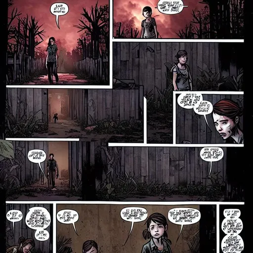 The last of us comics 4k, ellie in DC-style panels