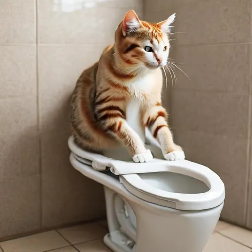 Prompt: cat sitting in a toilet