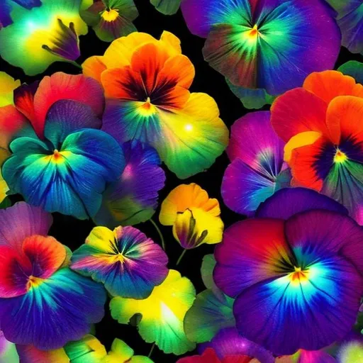 Miniature flowers in the style of Lisa frank