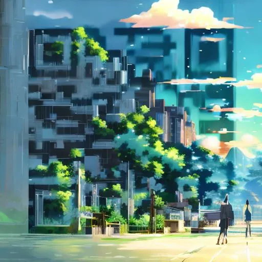 Prompt: background beautiful landscape, anime style Artwork by Makoto Shinkai lonely