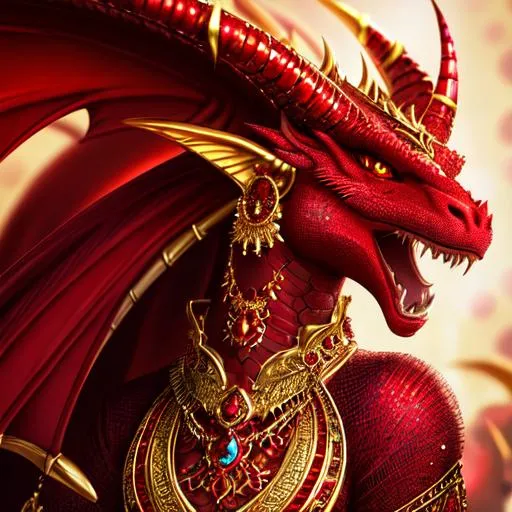 portrait of a roaring red sparkly DRAGON demon DRAGO