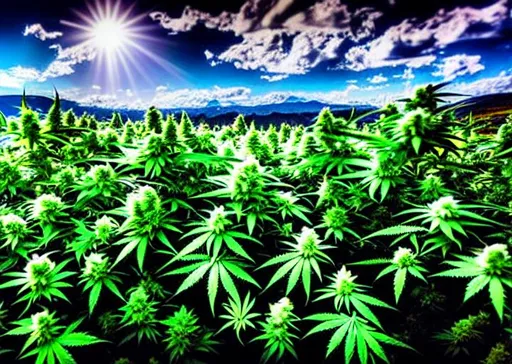 Prompt: long shot scenic professional photograph of {cannabis}, perfect viewpoint, highly detailed, wide-angle lens, hyper realistic, with dramatic sky, polarizing filter, natural lighting, vivid colors, everything in sharp focus, HDR, UHD, 64K