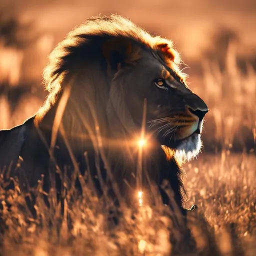 Prompt: silhouette of lion. soft light.