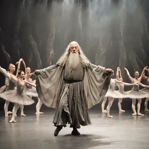 Prompt: Gandalf in the swan lake ballet