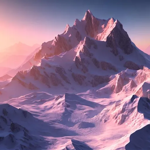 Prompt: Sun rise between two mountains, hyperrealastic, in 3d