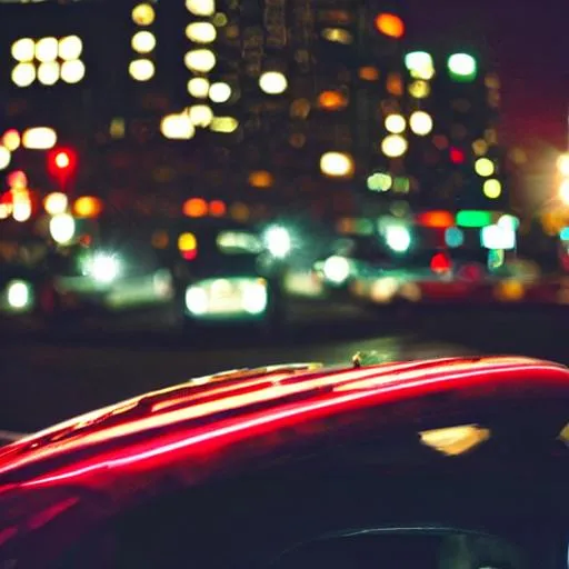 Prompt: city lights and a car
