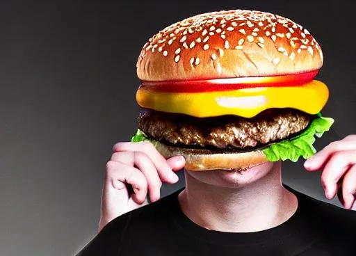Prompt: Cheeseburger starring in mental health commercial