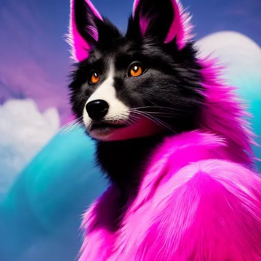 Prompt: Portrait of an anthro wickerbeast with striking pink fur and iridescent black markings and a cute face, vaporwave streets, perfect composition, hyperrealistic, super detailed, 8k, high quality, trending art, trending on artstation, sharp focus, studio photo, intricate details, highly detailed, by greg rutkowski