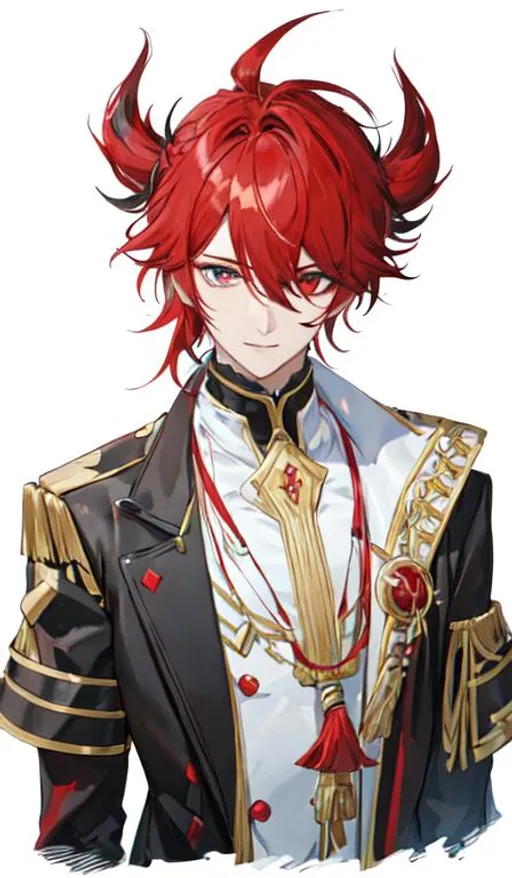 Prompt: Zerif 1male (Red side-swept hair covering his right eye) 