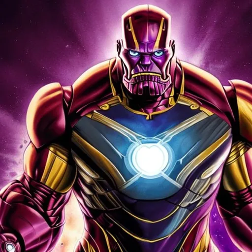 Prompt: what if thanos was iron man and iron man was thanos
