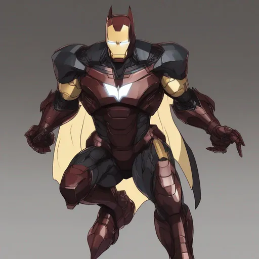 Prompt: 
batman in Iron Man suit anime artstyle