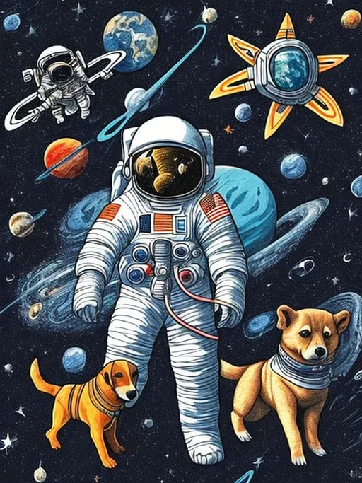 Prompt: Space ,astronaut,dog