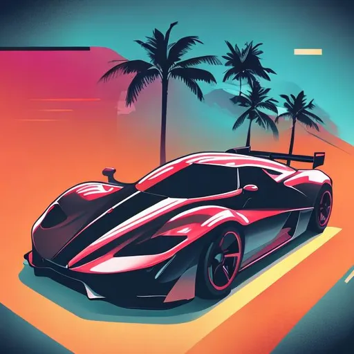 Prompt: "Vroom Vibes Only" with a sleek racing car illustration