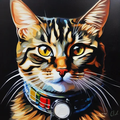 Prompt: Oil painting creative brown tabby cat weirdcore