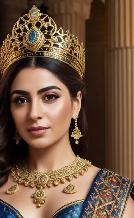 Prompt: create most beautiful photograph of most beautiful fictional  Achaemenid Queen, extremely, detailed environment, detailed background, intricate, detailed skin, natural colors , professionally color graded, photorealism, 8k, moody lighting.