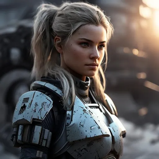 Prompt: create most beautiful fictional female elite space soldier in who is battle scarred from war, extremely, detailed environment, detailed background, intricate, detailed skin, natural colors , professionally color graded, photorealism, 8k, moody lighting


