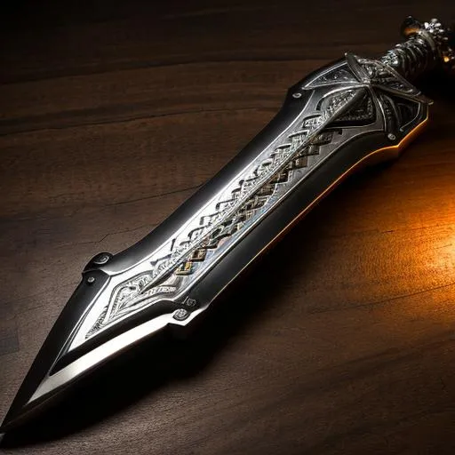 Prompt: war sword, high res, 8k, limited edition, dramatic lighting, deep shadows, concept