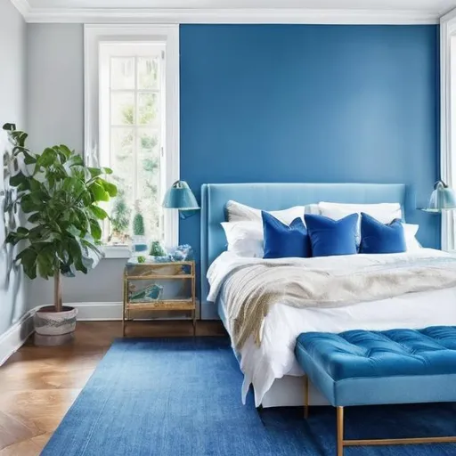 Prompt: Blue jeans is a delightful shade of blue, closer to the kind of color you might see on a pair of modern jeans in the fashion world. This color is also fantastic for all kinds of interior design projects, as it can help to brighten up a room with the colors of the sky.