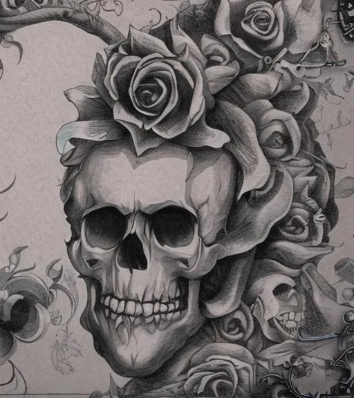 cursed skull with black rose in it | magi night sce... | OpenArt