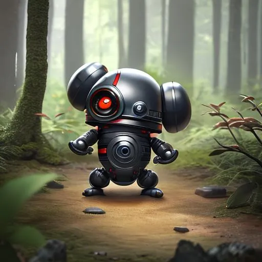 Prompt: physical render engine of a tiny cute and adorable ninja droid in a forest, 3d render, cartoon, hyper realistic, highly detailed, digital illustration, fantasy, dreamlike, surrealism, super cute, trending on artstation designed by dieter rams
