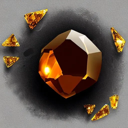 Prompt: hyperrealistic golden broken crystal shard with an dark orange center within it floating in dark space with an gold aura around it, 2d game icon. unreal rendering