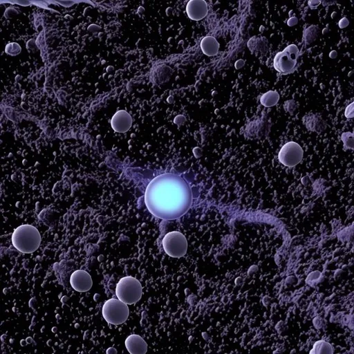 Prompt: lymphocytes floating in the atmosphere of a dark extraterrestrial planet