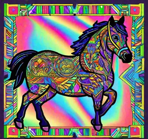 Prompt: <Bojack horseman from adult swim> ,lightning bolt logo, acid, lsd, psychedelic, grateful dead artwork