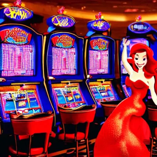 Ariel the little mermaid playing slots in Las Vegas | OpenArt