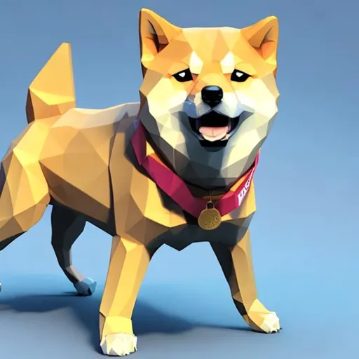 Prompt: concept art of low polygon 3 d render of shiba inu, doge meme
barking to us
wearing a gold medal around one's neck