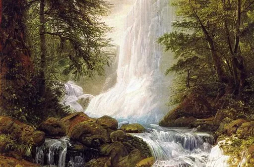 Prompt: Waterfall, beautiful artwork by ivan shishkin