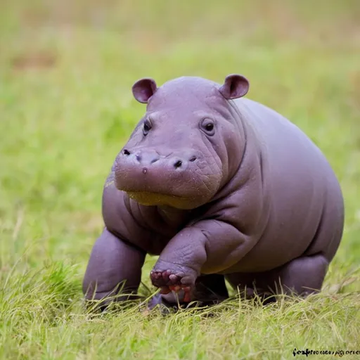 Prompt: cute baby hippo in the savanna