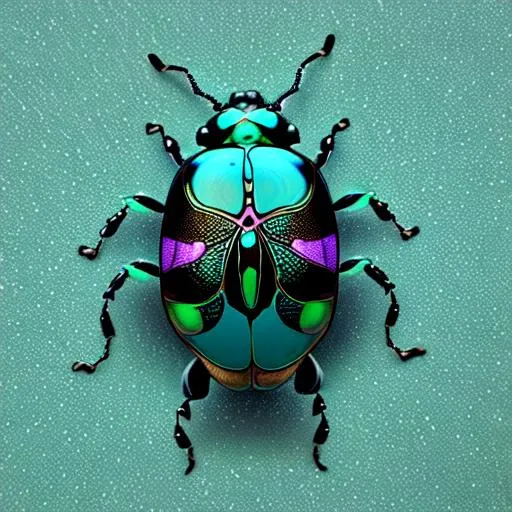 Prompt: Beautiful turquoise beetle,!uminous,shiny