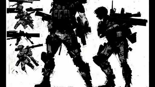 Prompt:  male futuristic soldier character shooting with automatic rifle , concept design
sheet, white background, style of Yoji Shinkawa