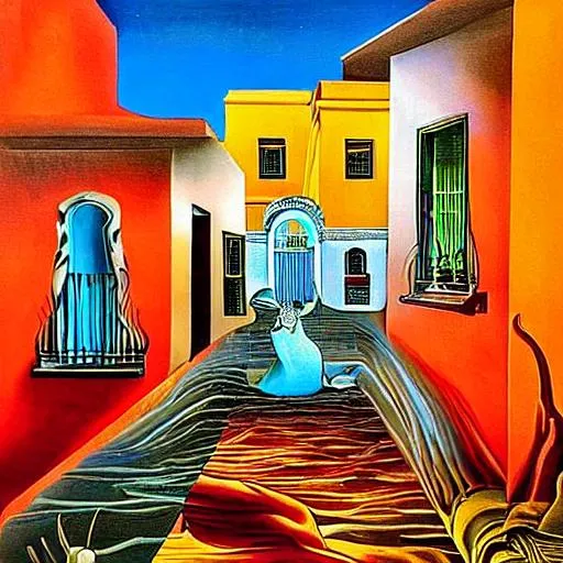 Salvador Dali style painting of pondicheery