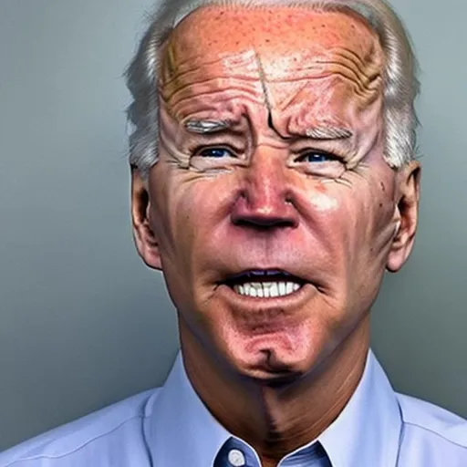 Prompt: President Joe Biden mugshot looking surprised 