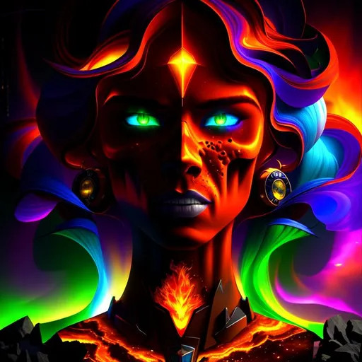 Prompt: 3D HD Cosmic, Epic, dramatic, cinematic lighting, vivid, [({one}{(Beautiful benevolent {plasma}skull red blue green yellow orange purple}, expansive molten background, hyper realistic, 8K --s98500