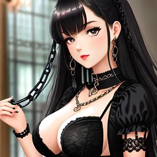 Anime girl with choker on sale necklace