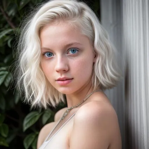 Prompt: albino black girl 20yo, blue eyes, , --c 600