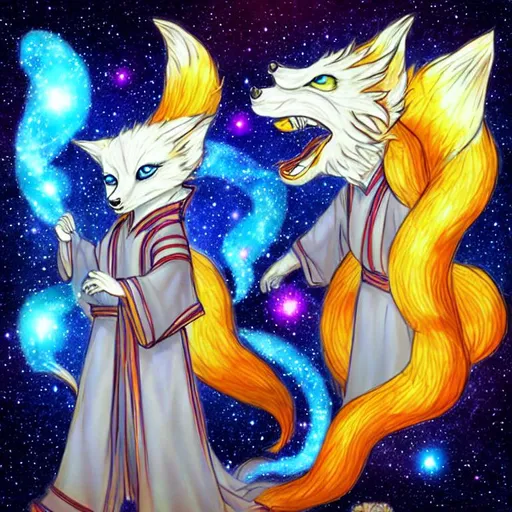 Prompt: Galaxy anthropomorphic Kitsune